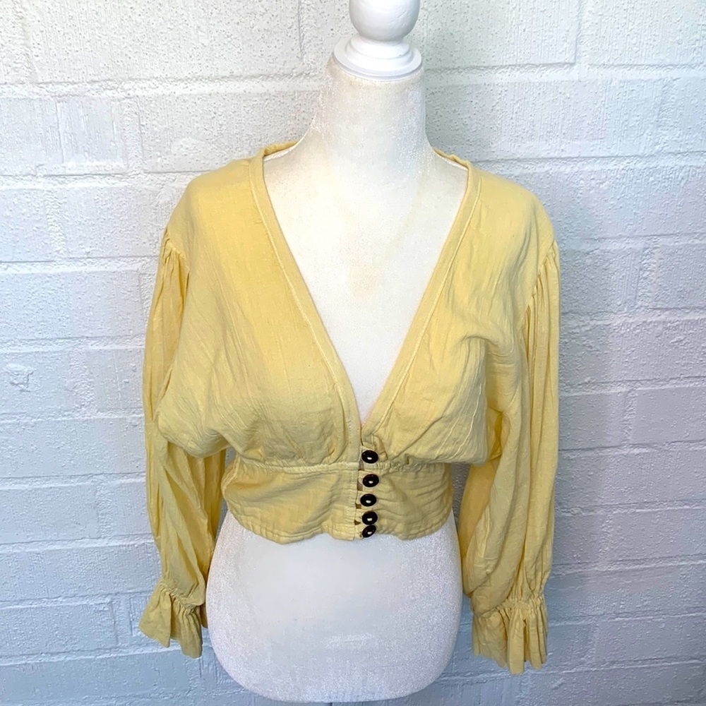 Jen's Pirate Booty Cotton Long Sleeve Bell Wooden Button Top size Large